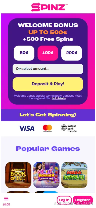 Spinz Casino Pokies NZ Best Real Money Slots